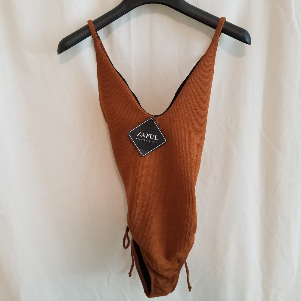 ZAFUL NWT One Piece Swimsuit Cinnamon Adjustable